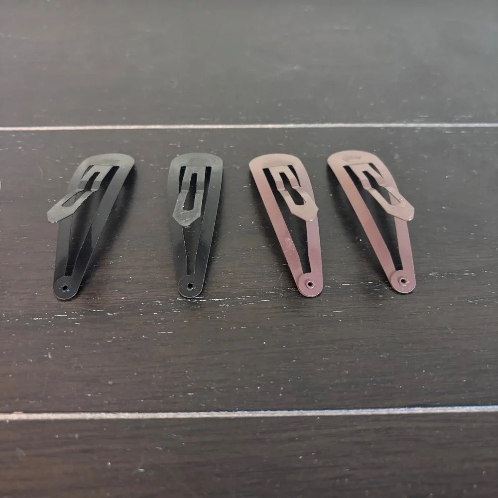 Vintage‎ | Goody Contour Snap Hair Clips | Set of 4 | 2 Black 2 Brown | Metal